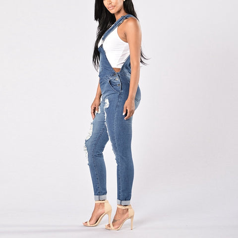 Image of Women Overalls Cool Denim Jumpsuit