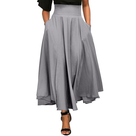 Image of Pleated Belted Maxi Skirt