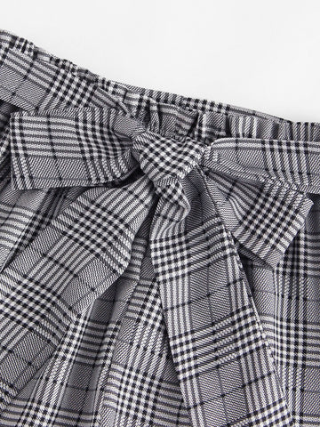 Image of Self Tie Waist Plaid Shorts