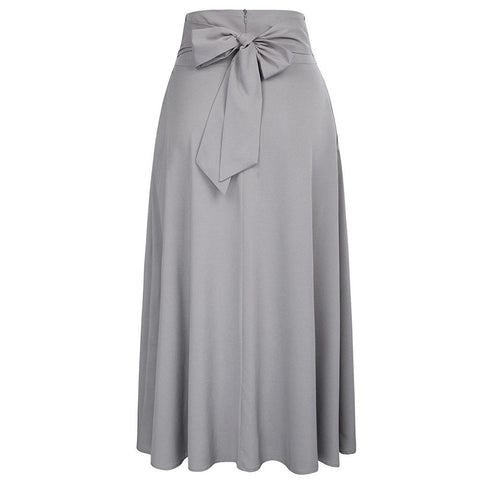 Image of Pleated Belted Maxi Skirt