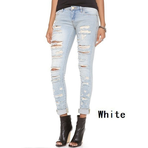 Image of Women's Skinny Hole Ripped Jeans