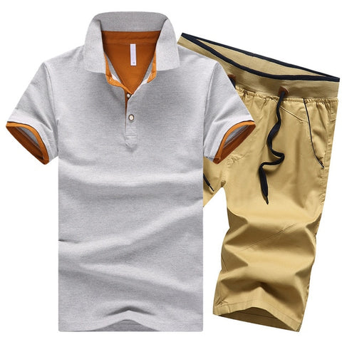 Image of Polo Shirts Sets- 2 Piece Set Elastic Waist Shorts