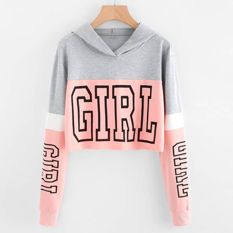 Image of Harajuku Hoodies Sweatshirt Women Streetwear Letter Crop Top Hoodie