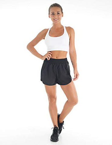 Image of Blooming Jelly Womens Quick-Dry Running Shorts Sport Layer Elastic Waist Active Workout Shorts with Pockets 1.75" (x-Small, Army Green)