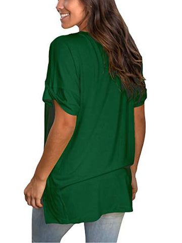 Image of Womens Tshirts Short Sleeves Cute Juniors Tops Beach Printed Tunics Side Split S