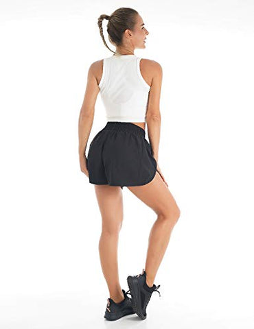 Image of Blooming Jelly Womens Quick-Dry Running Shorts Sport Layer Elastic Waist Active Workout Shorts with Pockets 1.75" (x-Small, Army Green)