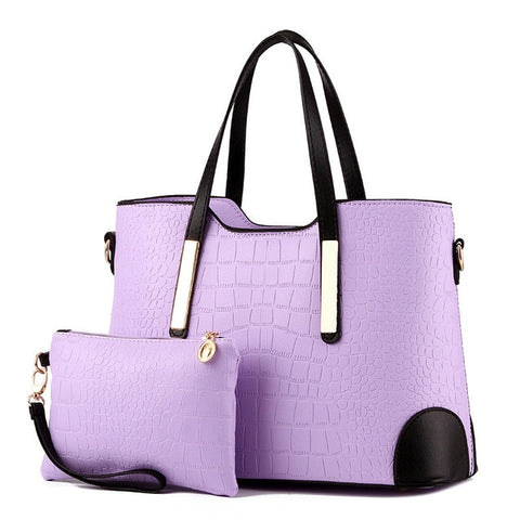 Image of Top-Handle Crocodile Pattern Composite Bag