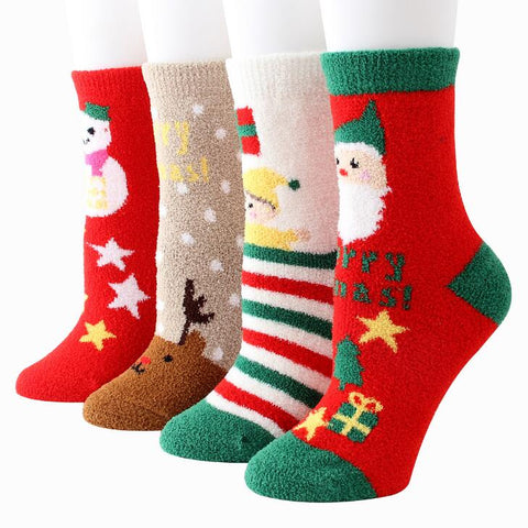 Image of Winter Warm Coral Velvet Christmas Socks