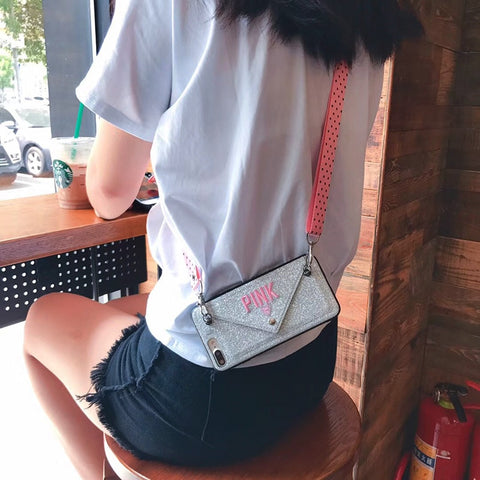 Image of Luxury PINK Glitter Embroidery Leather Case for iPhone 7/ 7Plus