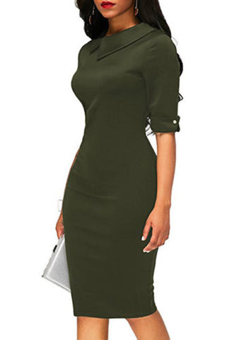 Image of Ladies lapel straight dress