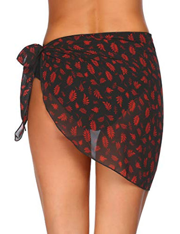 Image of Ekouaer Women Short Sarongs Beach Wrap Sheer Chiffon Bikini Wrap Cover Ups Skirt for Swimwear Small