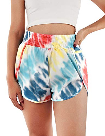 Image of Blooming Jelly Womens Quick-Dry Running Shorts Sport Layer Elastic Waist Active Workout Shorts with Pockets 1.75" (x-Small, Army Green)