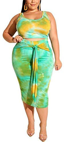 Image of Tiedyed Print Two Piece Outfits Crop Top