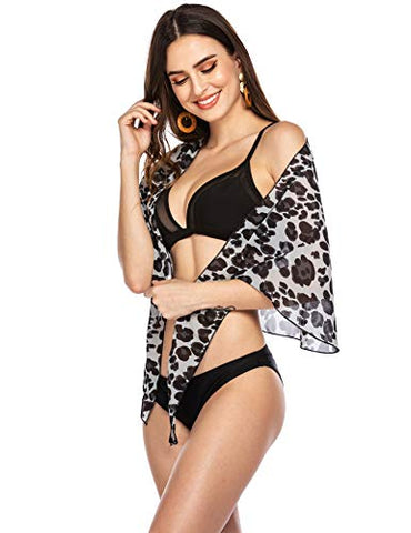 Image of Ekouaer Women Short Sarongs Beach Wrap Sheer Chiffon Bikini Wrap Cover Ups Skirt for Swimwear Small