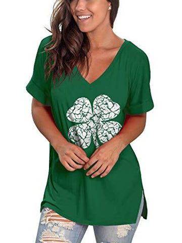 Image of Womens Tshirts Short Sleeves Cute Juniors Tops Beach Printed Tunics Side Split S