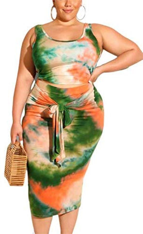 Image of Tiedyed Print Two Piece Outfits Crop Top