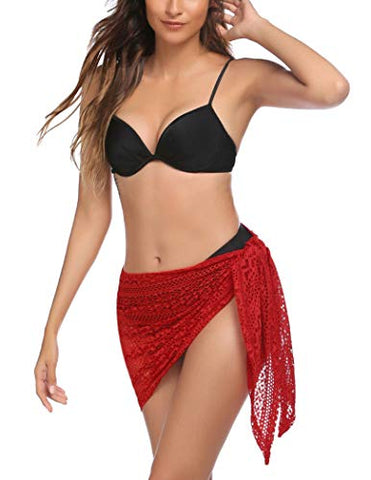 Image of Ekouaer Women Short Sarongs Beach Wrap Sheer Chiffon Bikini Wrap Cover Ups Skirt for Swimwear Small