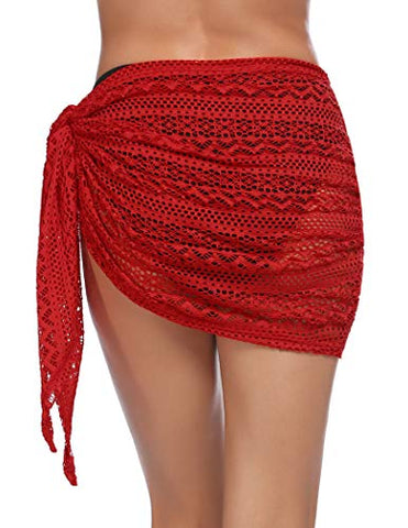 Image of Ekouaer Women Short Sarongs Beach Wrap Sheer Chiffon Bikini Wrap Cover Ups Skirt for Swimwear Small