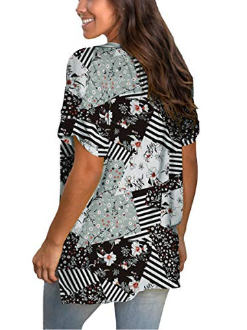 Image of Womens Tshirts Short Sleeves Cute Juniors Tops Beach Printed Tunics Side Split S