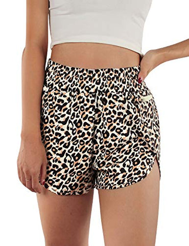 Image of Blooming Jelly Womens Quick-Dry Running Shorts Sport Layer Elastic Waist Active Workout Shorts with Pockets 1.75" (x-Small, Army Green)