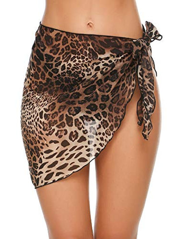 Image of Ekouaer Women Short Sarongs Beach Wrap Sheer Chiffon Bikini Wrap Cover Ups Skirt for Swimwear Small