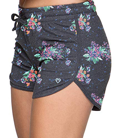 Image of Colosseum Active Women's Simone Cotton Blend Yoga and Running Shorts (Black Floral, X-Small)