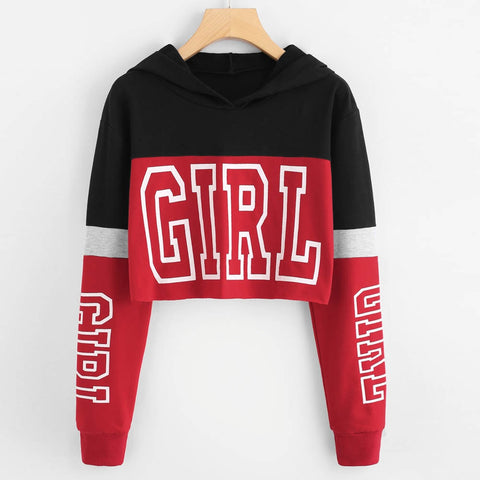 Image of Harajuku Hoodies Sweatshirt Women Streetwear Letter Crop Top Hoodie