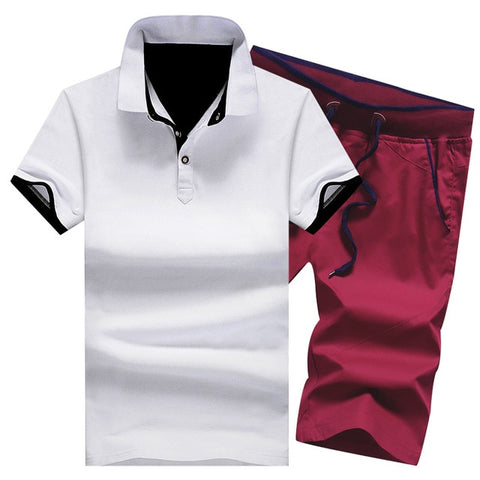 Image of Polo Shirts Sets- 2 Piece Set Elastic Waist Shorts