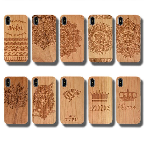Image of Laser Engraving Real Wood Cell Phone Case for iPhone