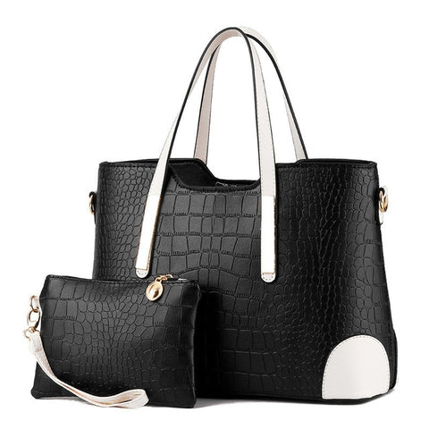 Image of Top-Handle Crocodile Pattern Composite Bag