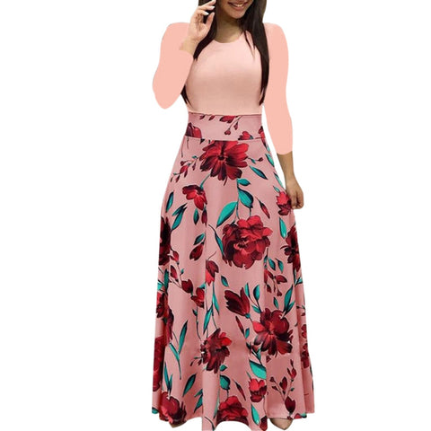 Image of Long Dress Fashion Women Floral Print Boho