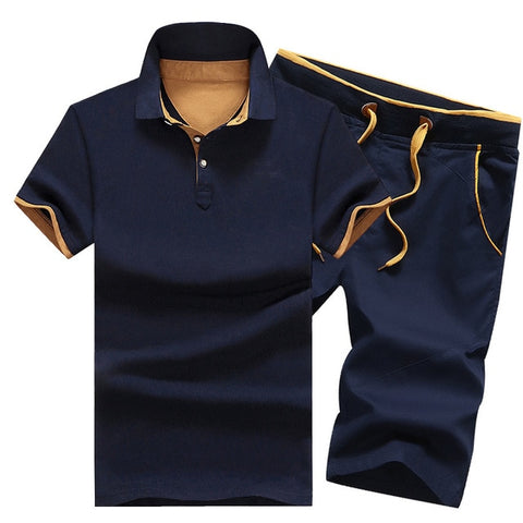 Image of Polo Shirts Sets- 2 Piece Set Elastic Waist Shorts