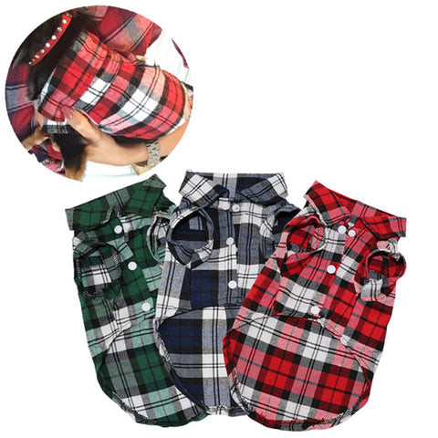 Image of Plaid Dog Clothes Summer Dog Shirts for Small Medium Dogs Pet Clothing Yorkies Chihuahua Clothes