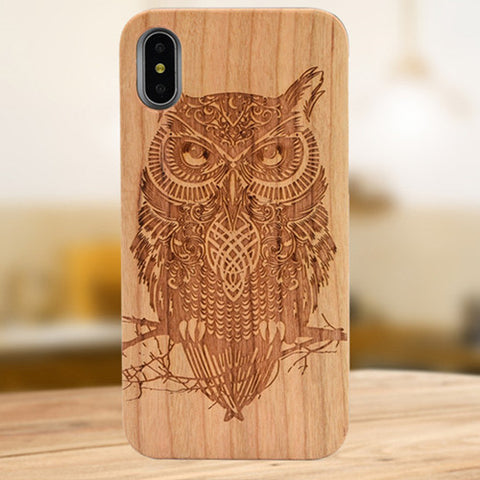Image of Laser Engraving Real Wood Cell Phone Case for iPhone