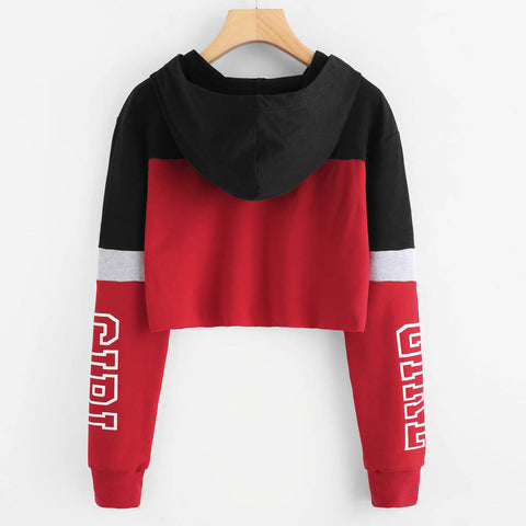 Image of Harajuku Hoodies Sweatshirt Women Streetwear Letter Crop Top Hoodie