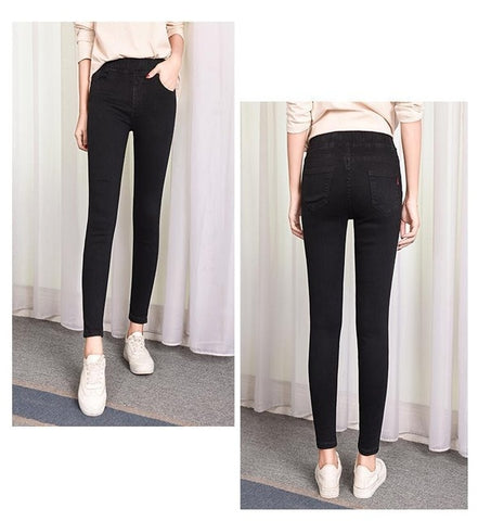 Image of Casual Elastic Waist Jeans