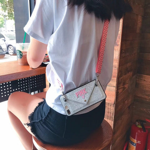 Image of Luxury PINK Glitter Embroidery Leather Case for iPhone 7/ 7Plus