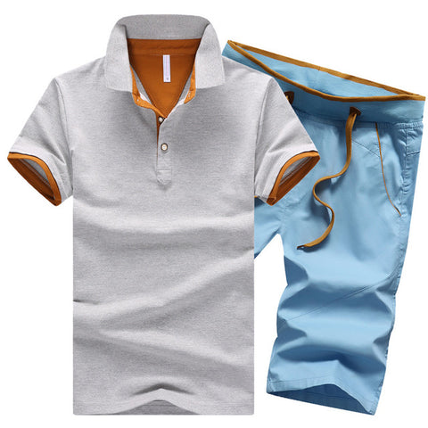 Image of Polo Shirts Sets- 2 Piece Set Elastic Waist Shorts