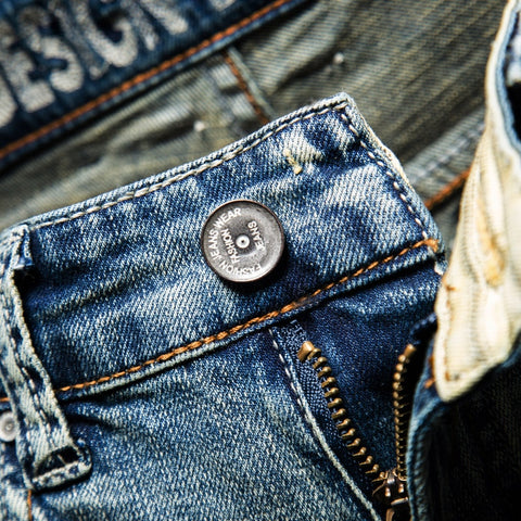 Image of Blue Men Streetwear Ripped Bermuda Jeans