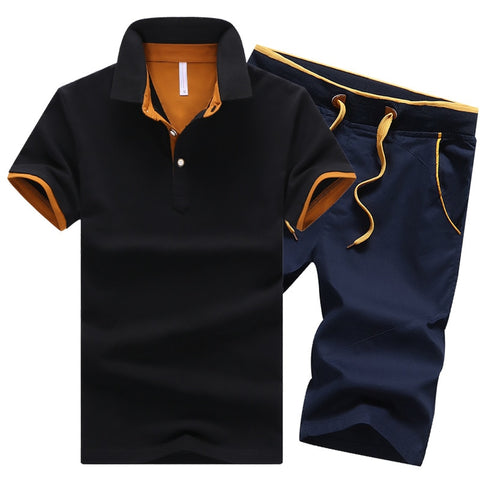 Image of Polo Shirts Sets- 2 Piece Set Elastic Waist Shorts