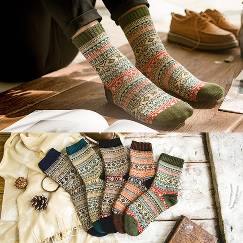 Image of Winter Thick Warm Stripe Wool Socks