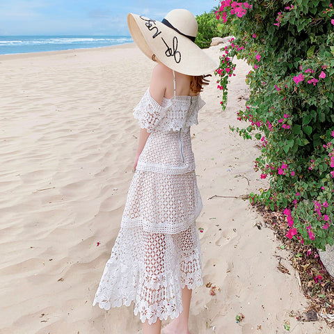 Image of Runway Slash Neck Long Dress