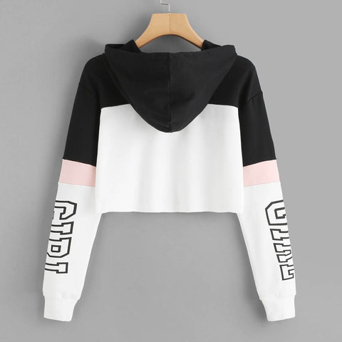 Image of Harajuku Hoodies Sweatshirt Women Streetwear Letter Crop Top Hoodie