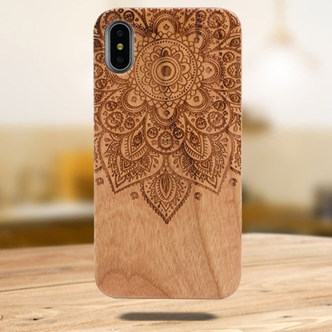 Image of Laser Engraving Real Wood Cell Phone Case for iPhone
