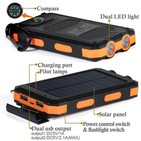 Image of Solar 20000mah F5S For All Phone Bank Charger Battery Portable