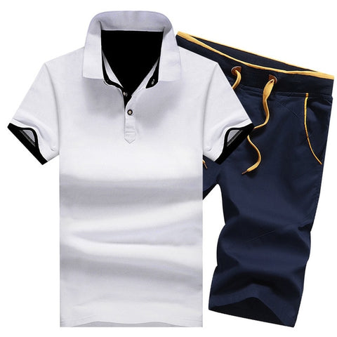 Image of Polo Shirts Sets- 2 Piece Set Elastic Waist Shorts