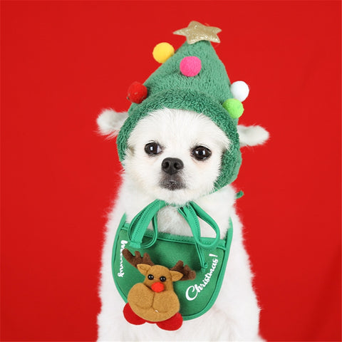 Image of Dog Christmas Bandana Santa Hat