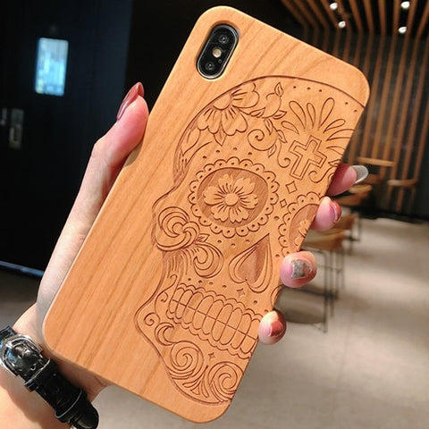 Image of Laser Engraving Real Wood Cell Phone Case for iPhone