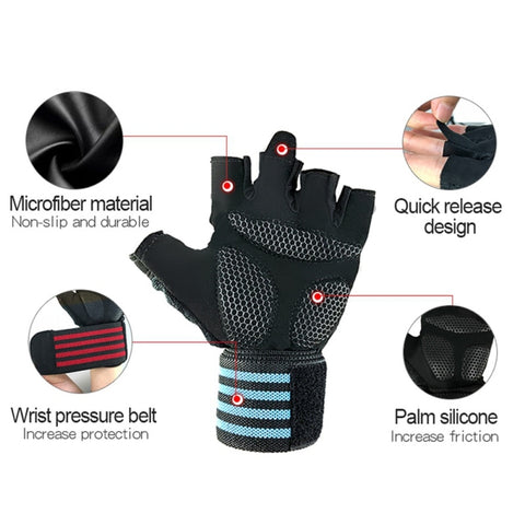 Image of Breathable Workout Power Half Finger Gym Fitness Cycling Gloves