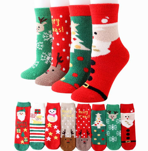 Image of Winter Warm Coral Velvet Christmas Socks